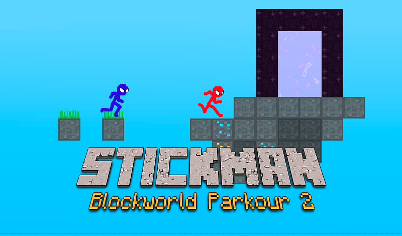 Stickman Blockworld Parkour 2 game cover