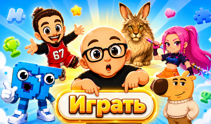 Мемные Мини-игры 2026: Брейнрот, Черемша, ФНАФ, 67 game cover