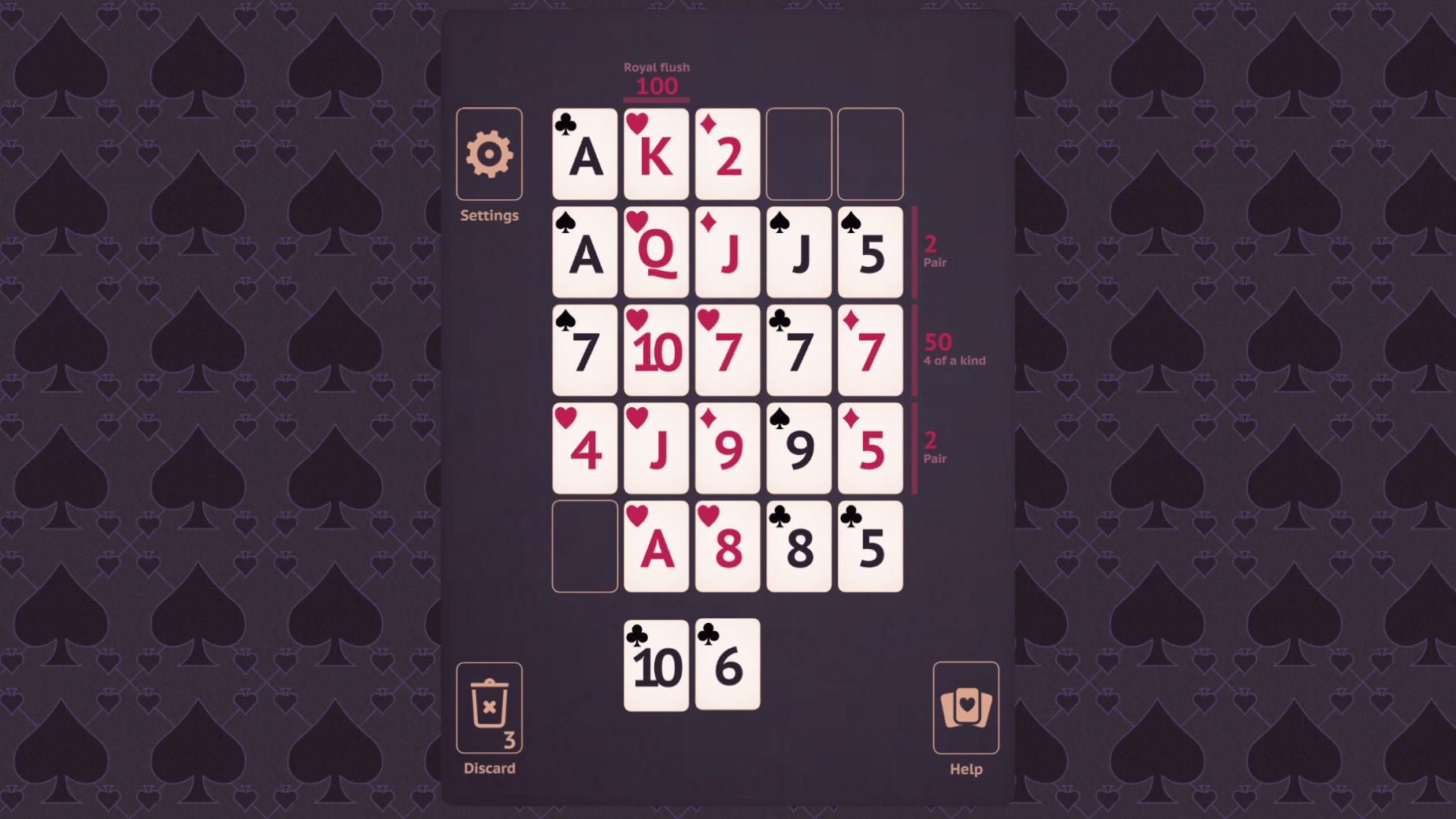 Poker squares screenshot
