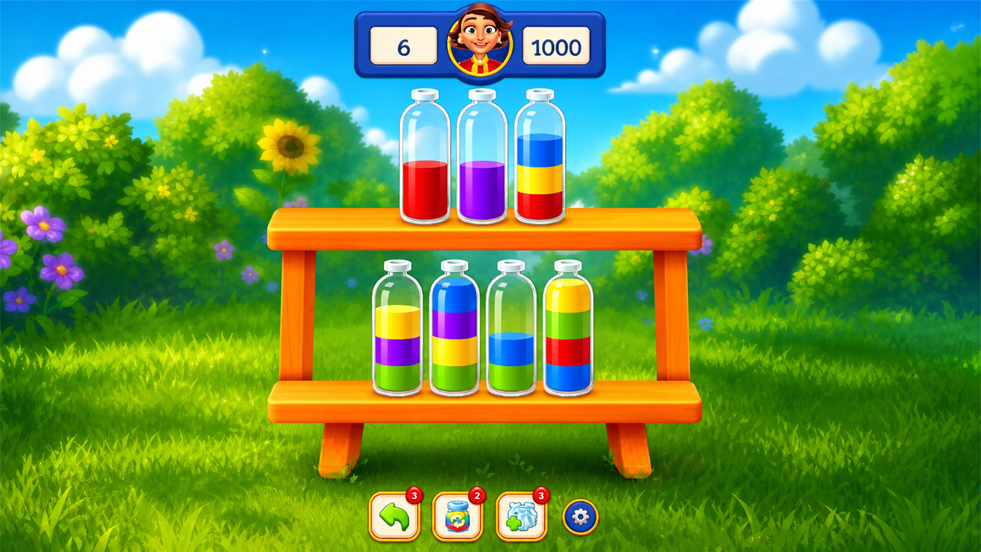 Color sorting: Fill the bottles — screenshot 1