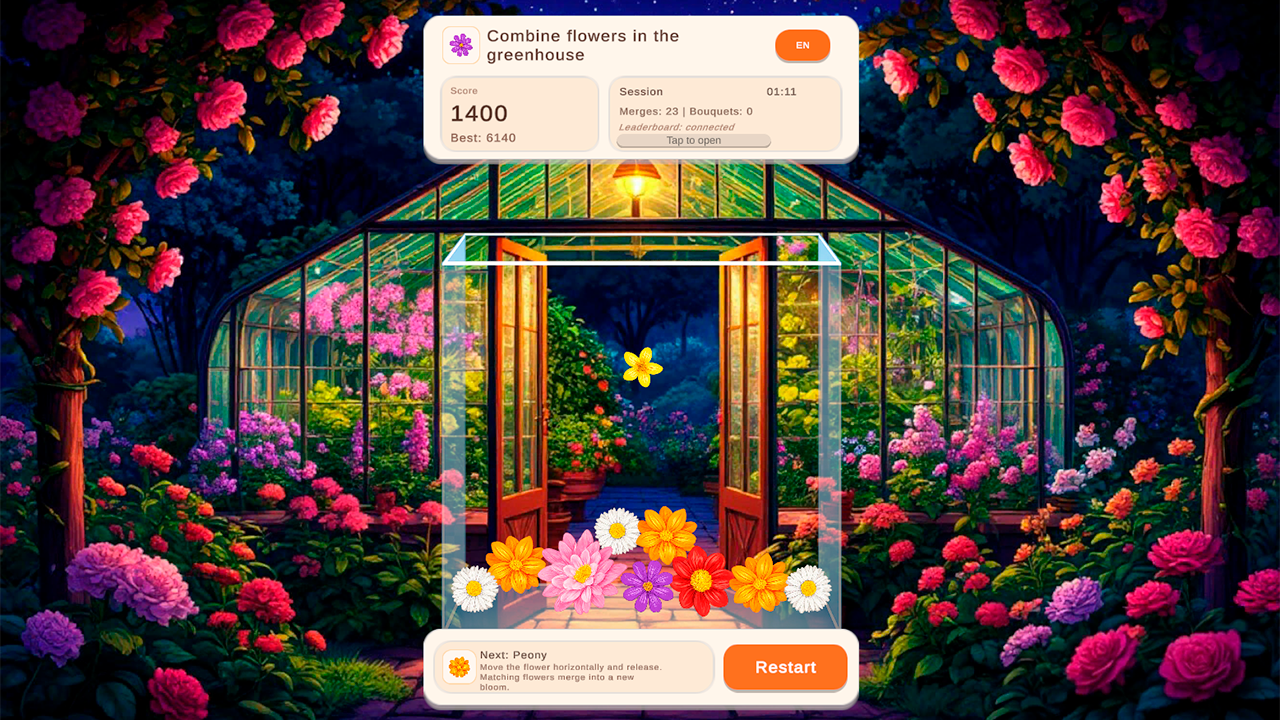 Combine flowers in the greenhouse — screenshot 5