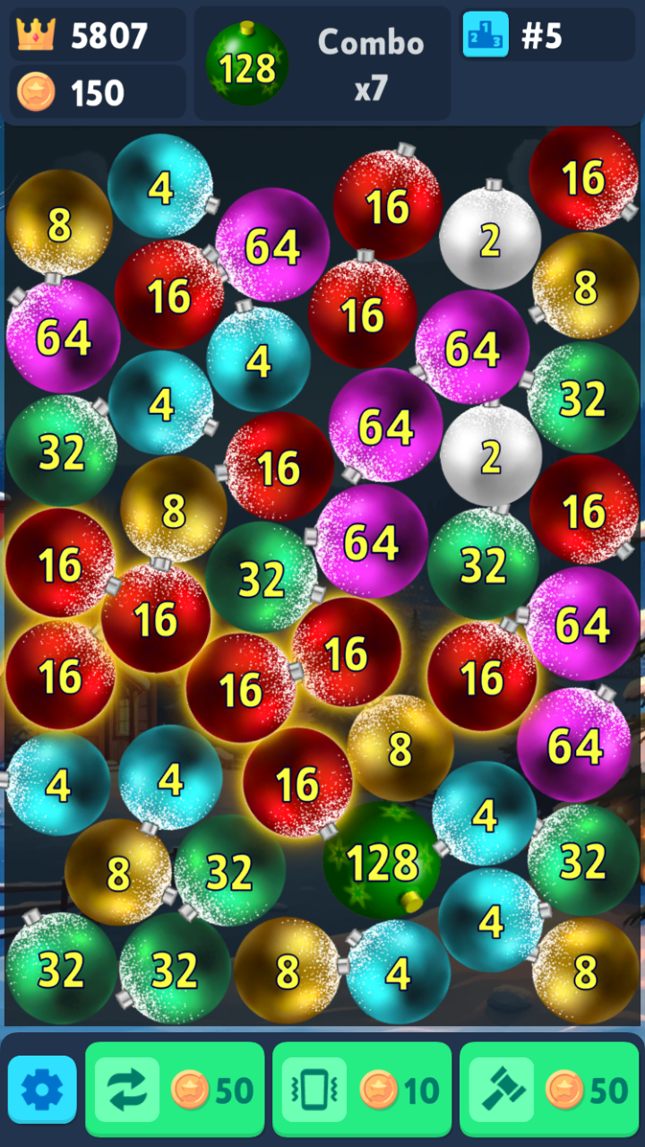 Christmas Bauble Merge 2048 screenshot 6