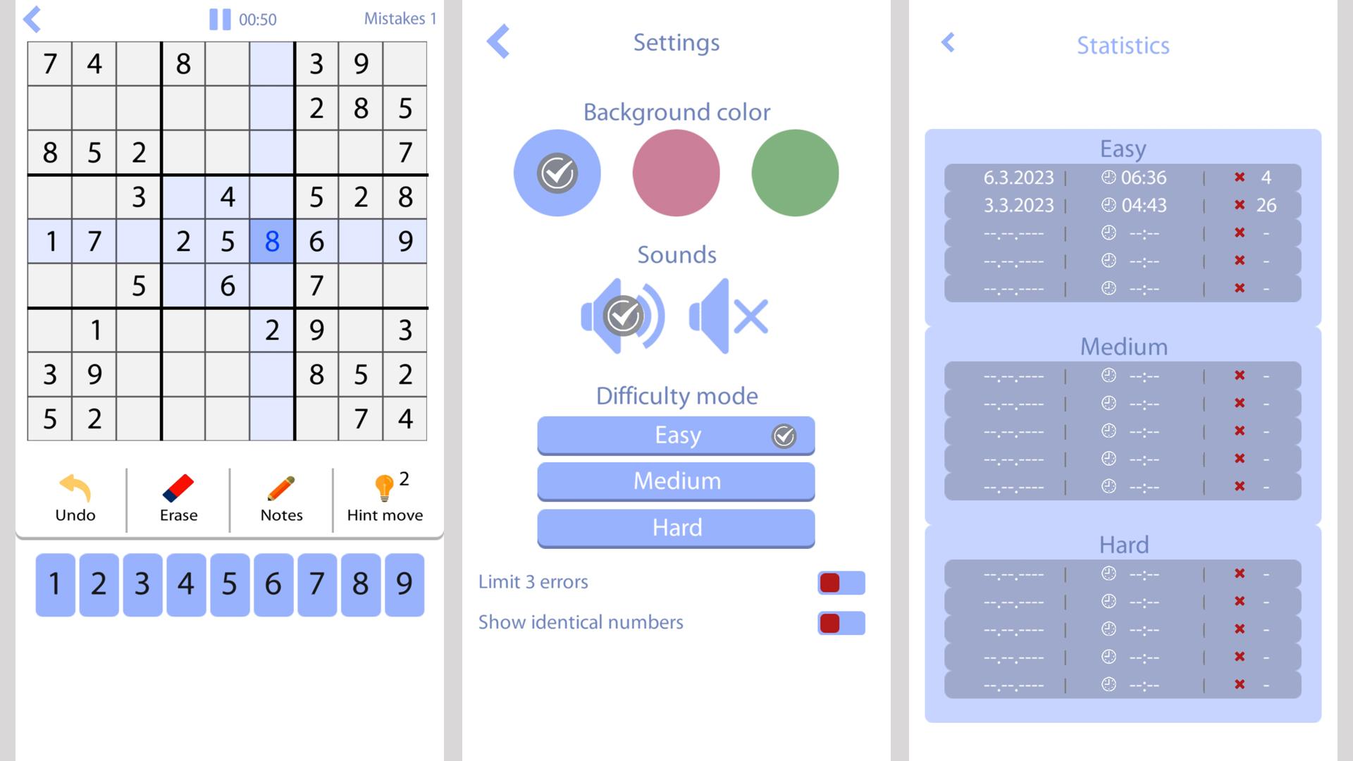 Sudoku in English screenshot