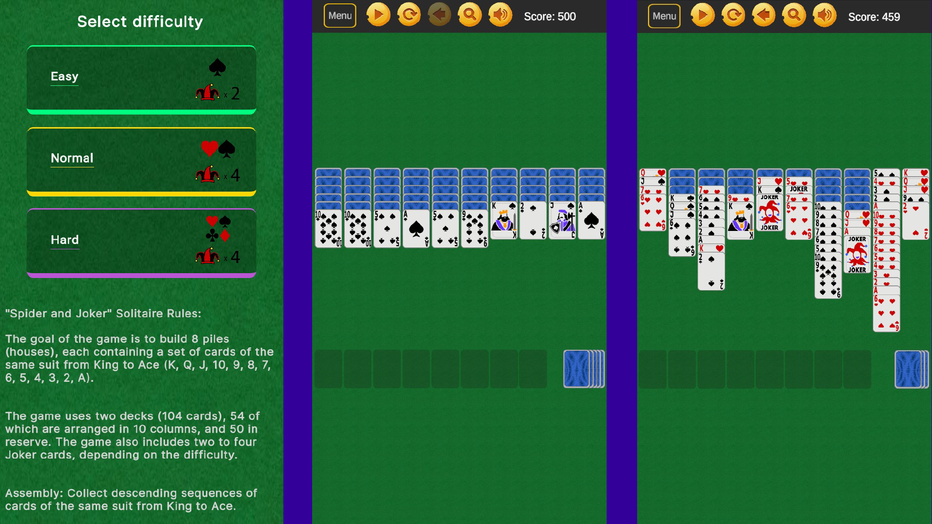 Spider and Joker Solitaire (1, 2, 4 suits) — screenshot 11