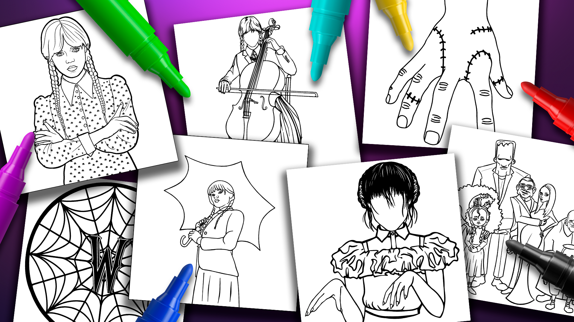 Wednesday Coloring Pages: Addams Coloring screenshot