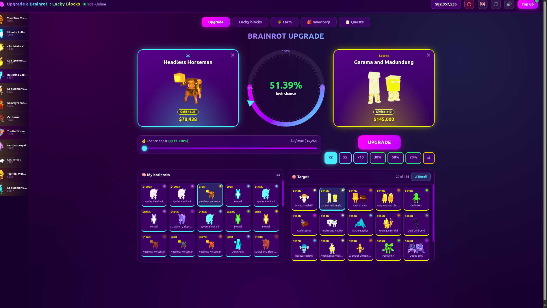 Upgrade a Brainrot: Lucky Blocks — screenshot 1