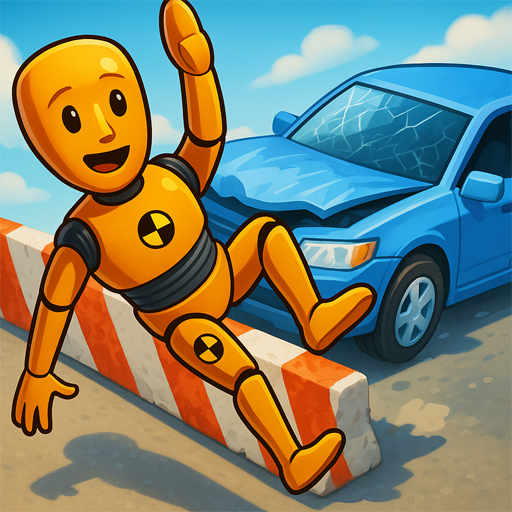 Airbags and Ragdoll dummies in cars icon