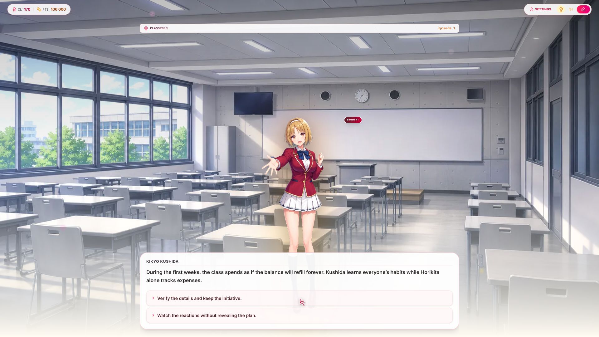 Classroom of the Elite Visual Novel — screenshot 1