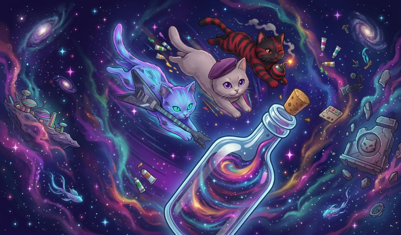 Cats in a bottle game cover