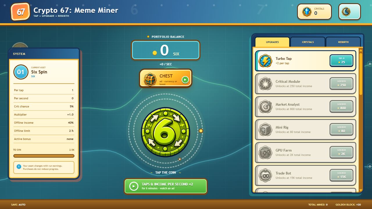 Crypto 67: Meme Miner — screenshot 1
