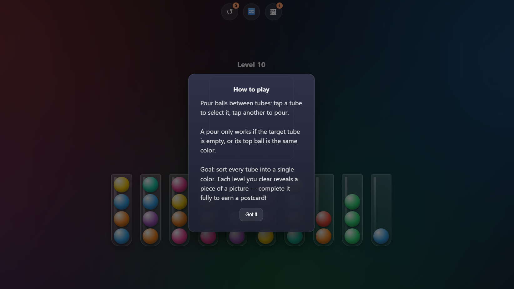 Ball Sort: Postcards — screenshot 2