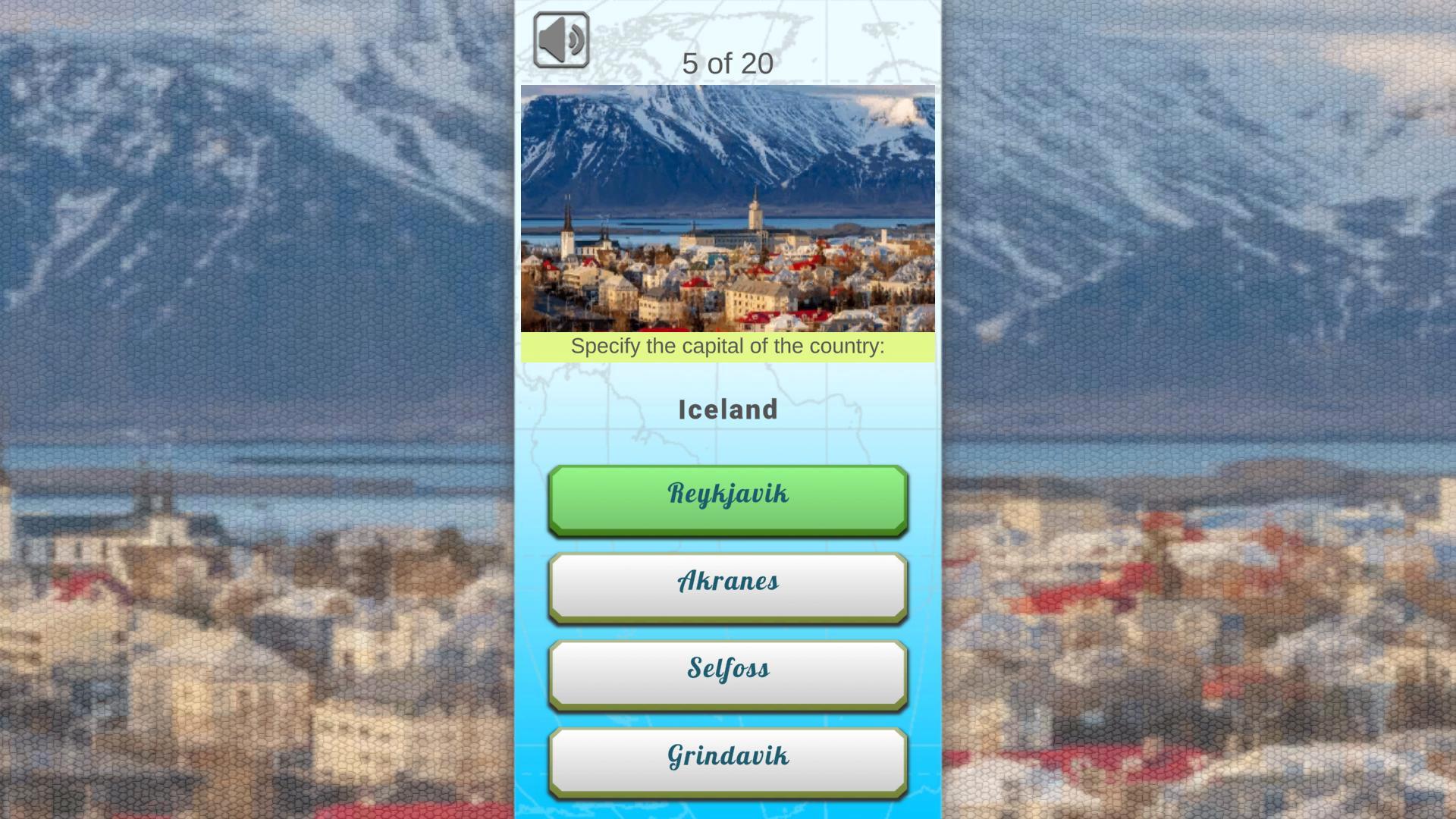 The capitals of the countries screenshot