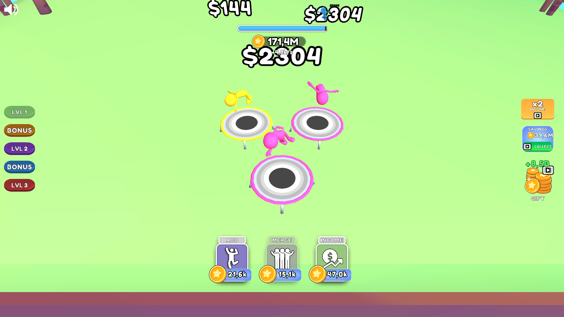 Bungee Tycoon: +1 per click — screenshot 1