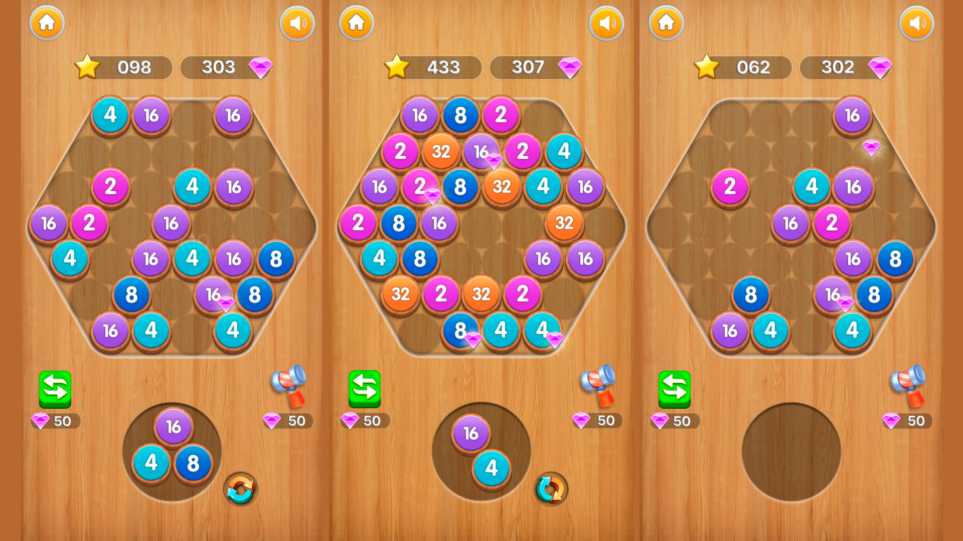 Гексо Деревяшки 2048 — screenshot 1