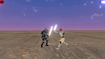 A lightsaber duel.