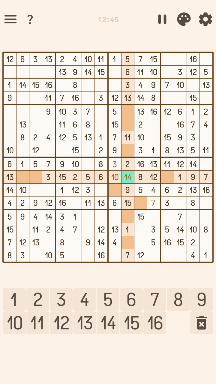 Sudoku 16x16 screenshot 11