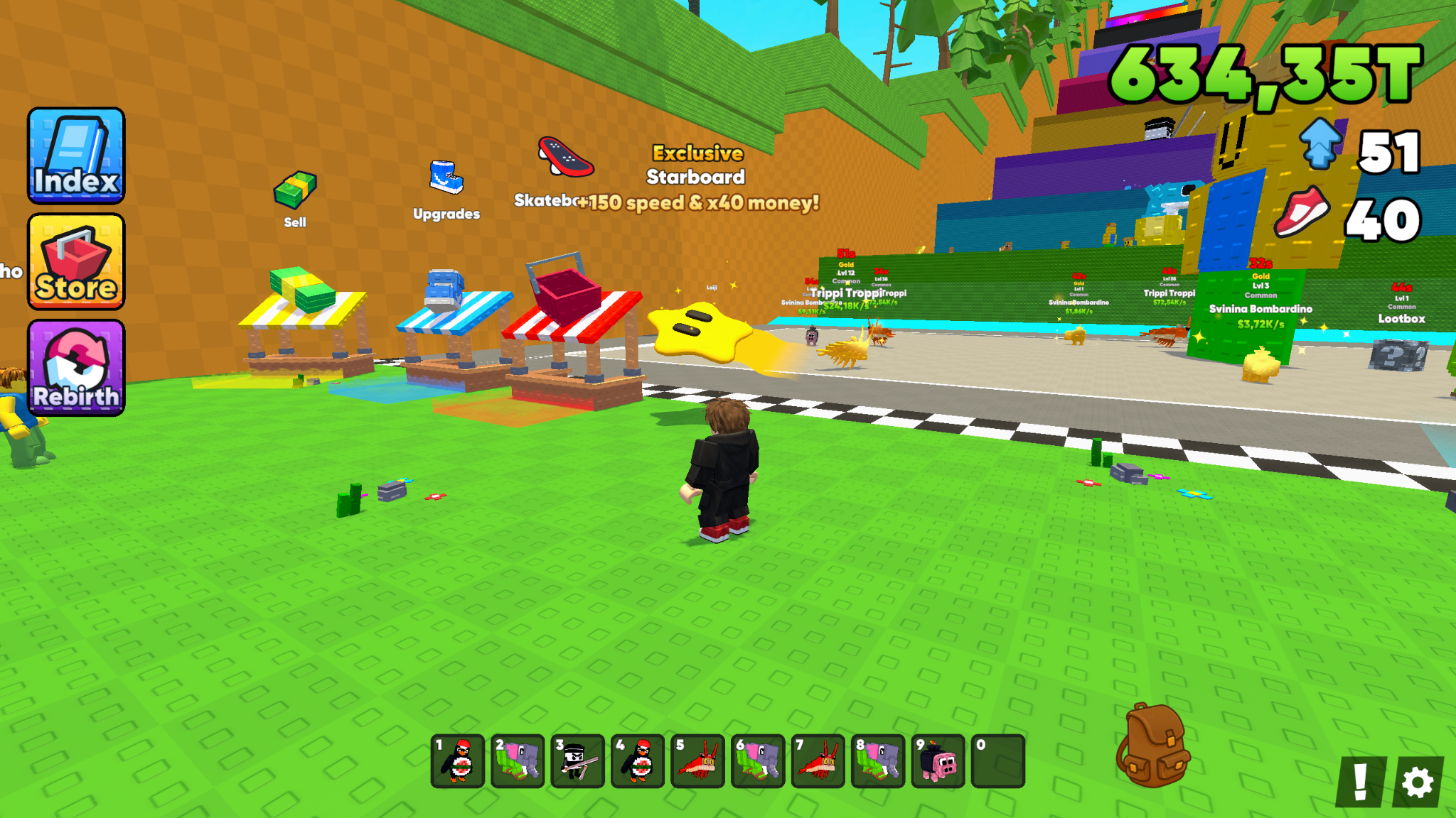 Collect Brainrots on a Skateboard Online screenshot
