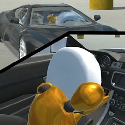 Crash tests of cars with airbags icon