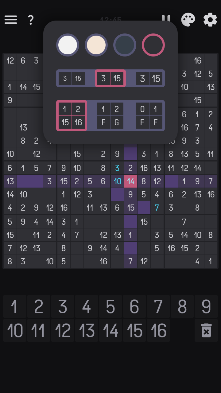 Sudoku 16x16 screenshot 17