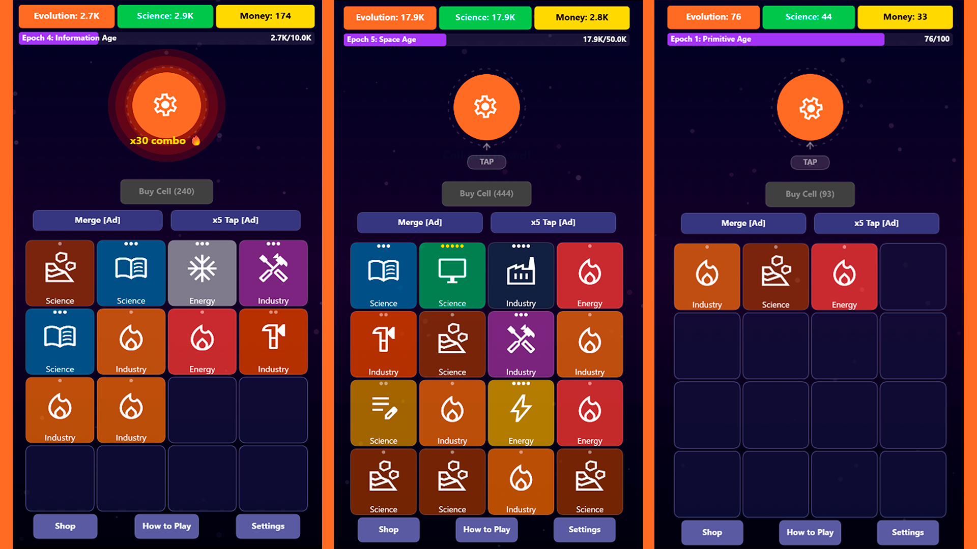 Evolution of Merge. Merge and clicker. — screenshot 1