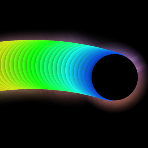 Color trail behind a black ball. Relax icon