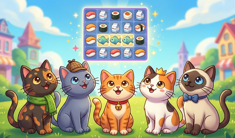 Три в ряд - Угощение для котиков! game cover