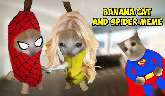 Banana cat and Spider meme