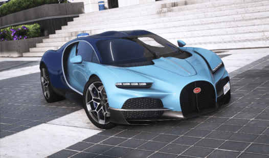 Fly on a Bugatti Turbillion in city  loading=