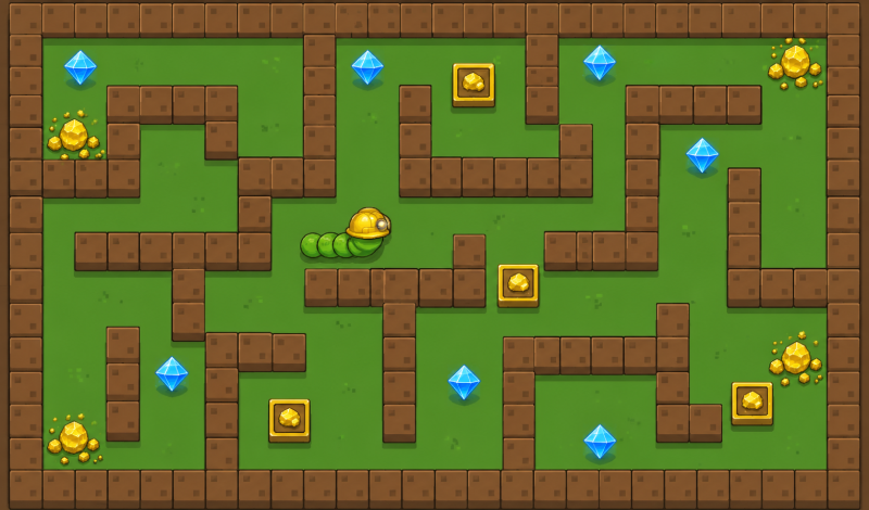Worm miner: diamond mazes game cover