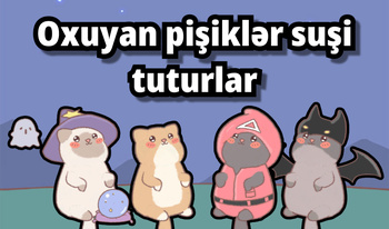 Oxuyan pişiklər suşi tuturlar