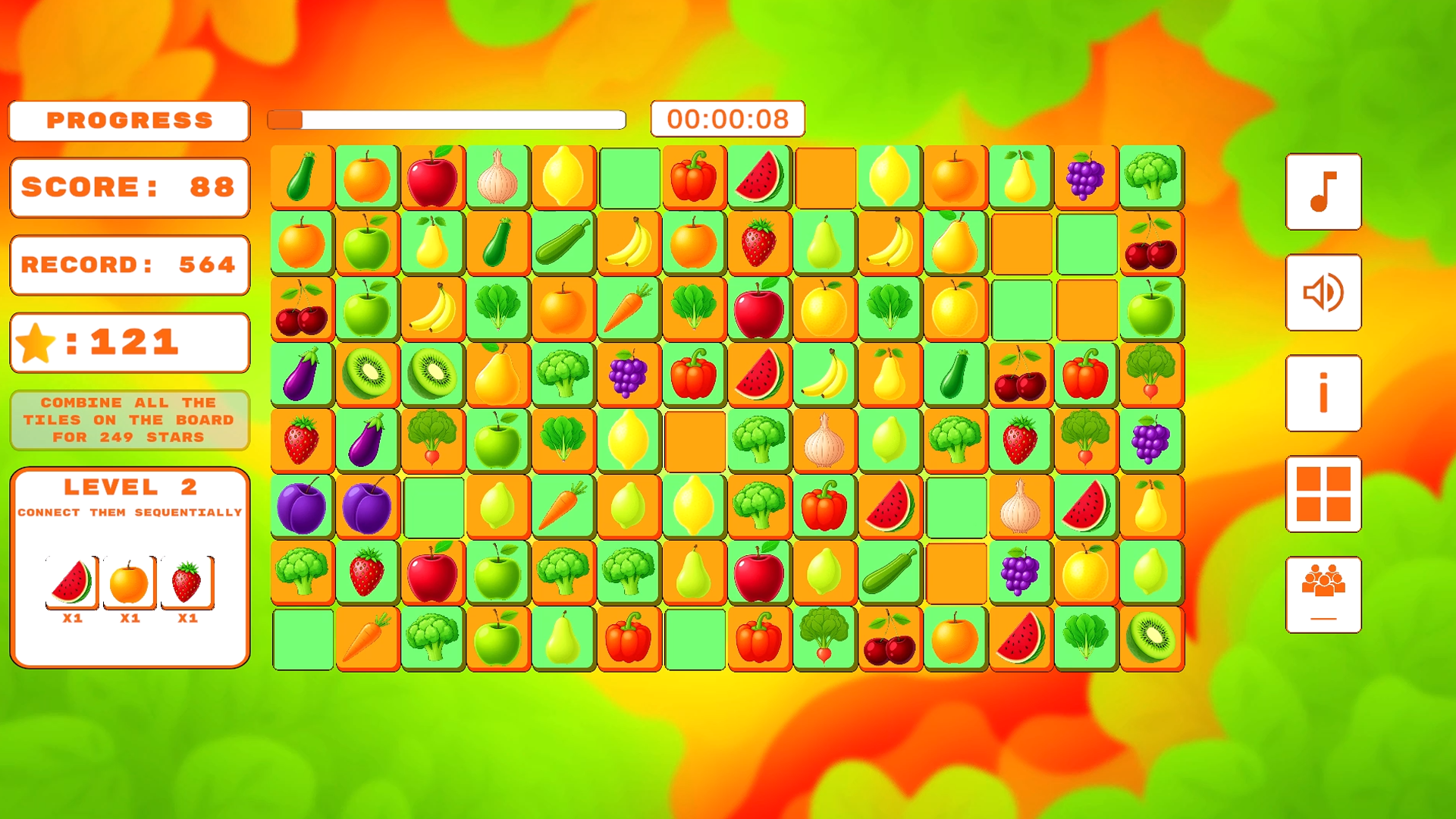 Fruit and vegetable tiles | Combine the tiles — screenshot 2