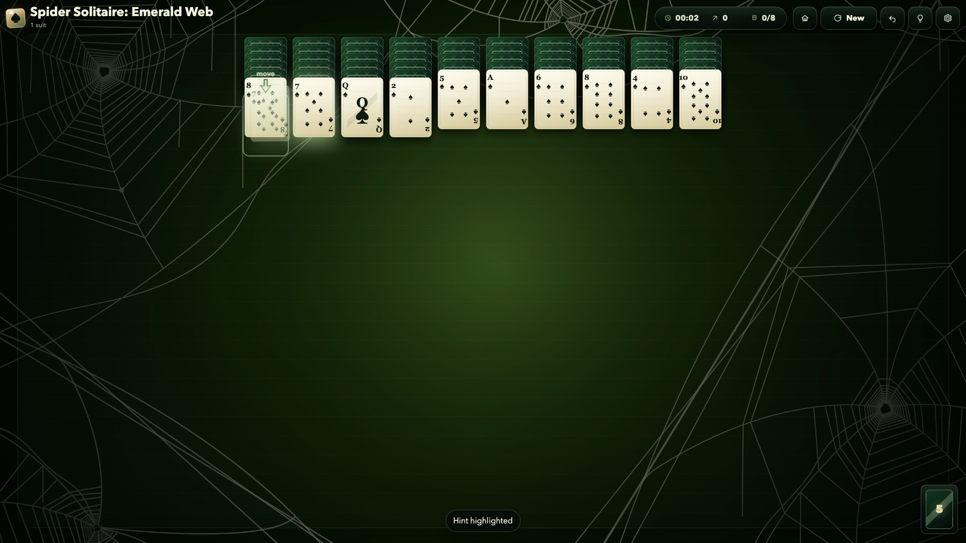 Spider Solitaire: Emerald Web — screenshot 1