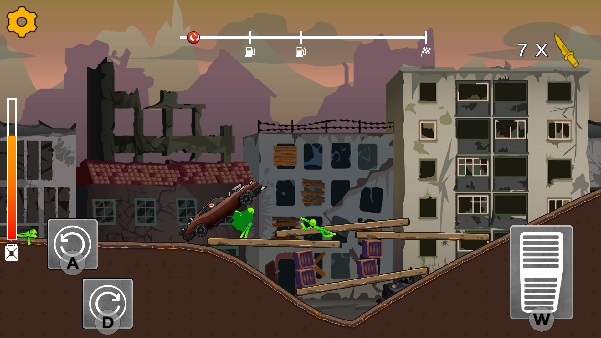 Stick vs Zombie, but in a car screenshot