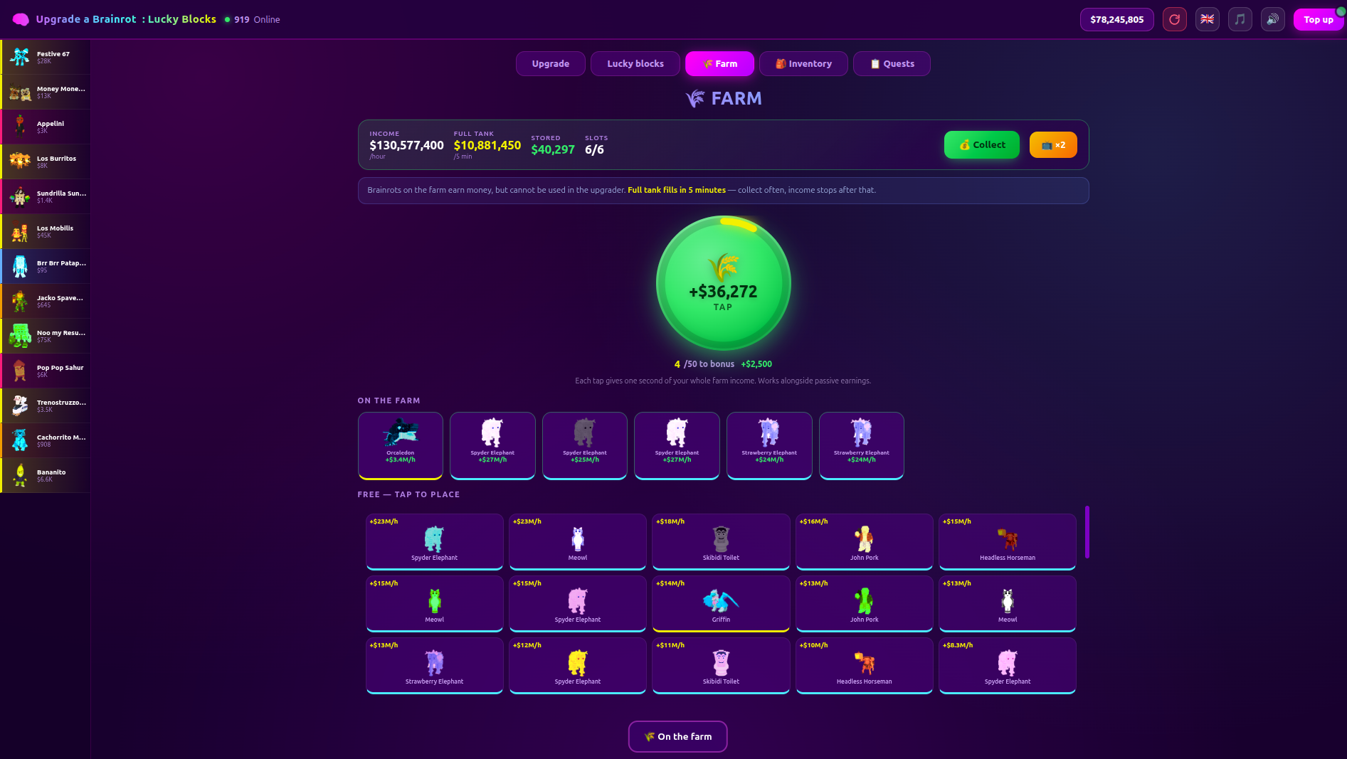 Upgrade a Brainrot: Lucky Blocks — screenshot 3