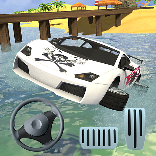 Surfing by car 3D icon