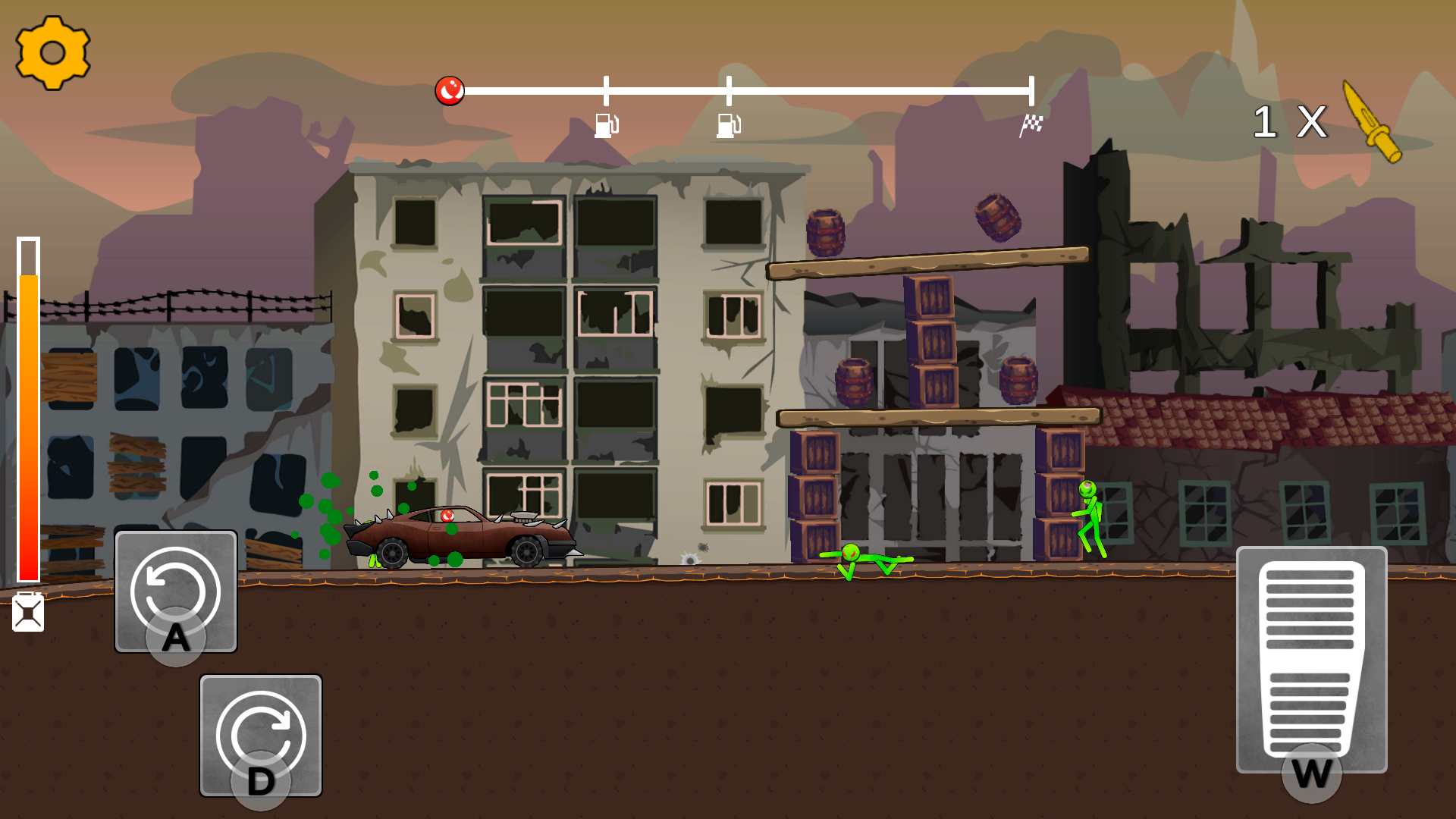 Stick vs Zombie, but in a car screenshot