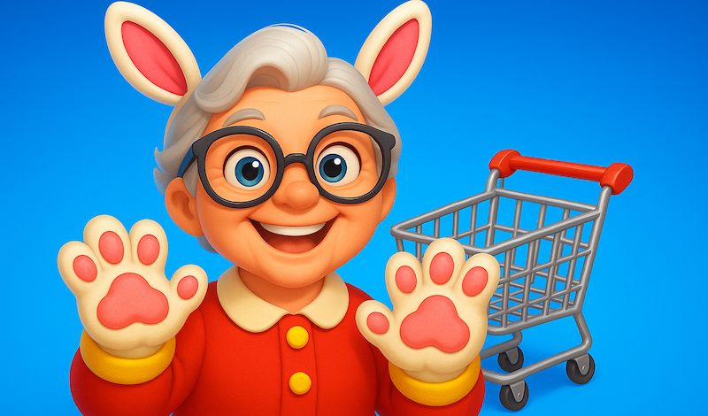 Cat vs Granny in Supermarket: feed kittens game cover