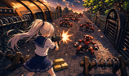 Anime Girl versus Robots