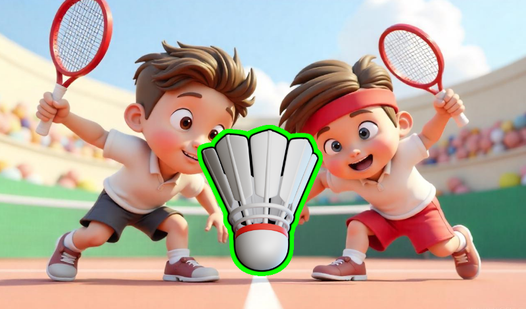 Tennis, badminton. Together on one split screen  loading=