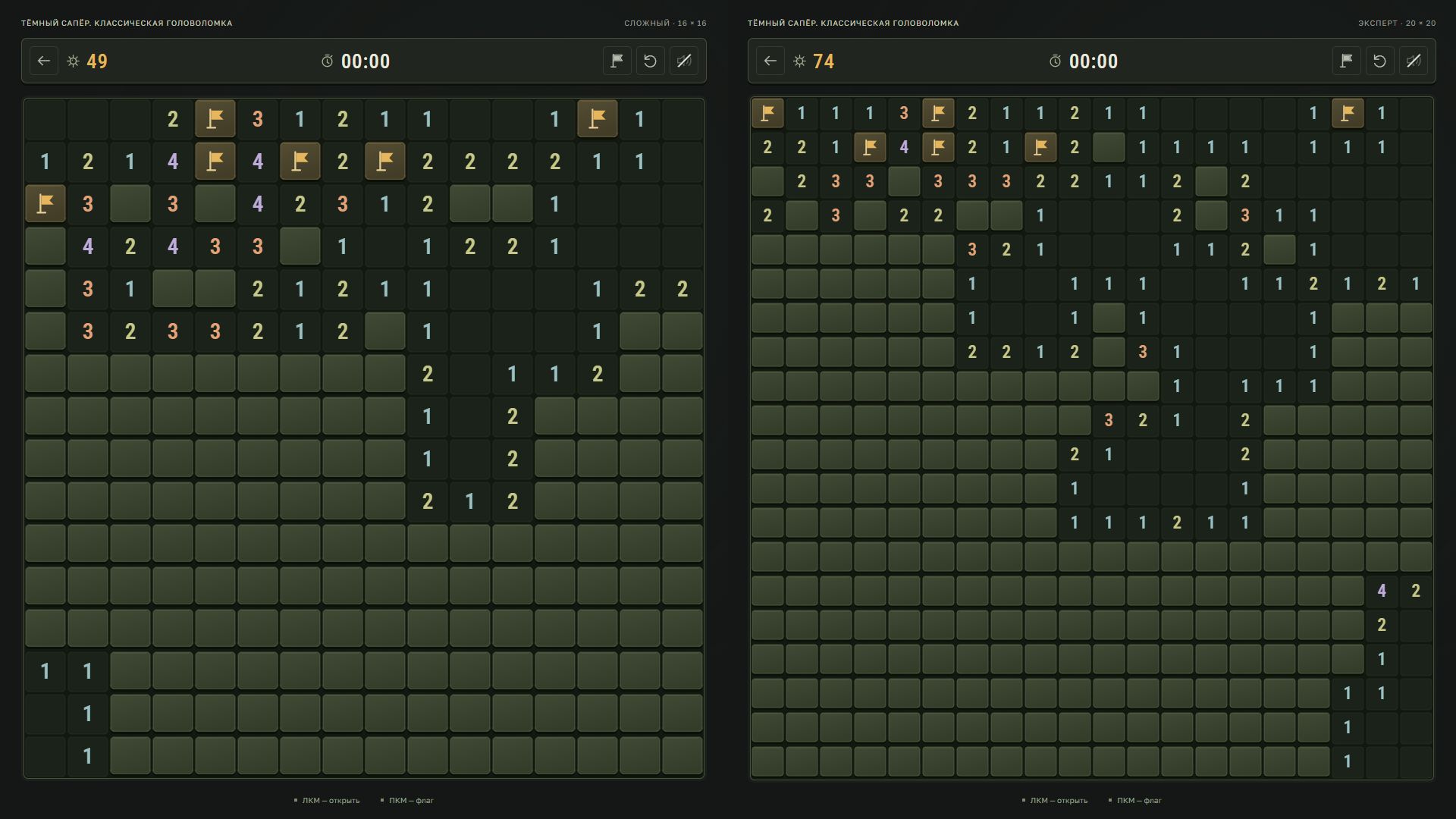 Тёмный Сапёр. Классическая головоломка — screenshot 2