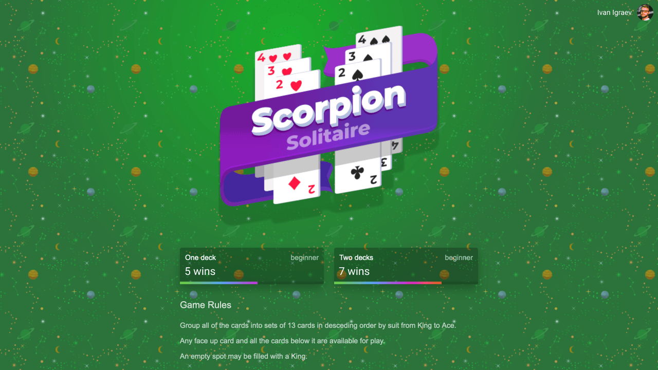 Scorpion Solitaire screenshot