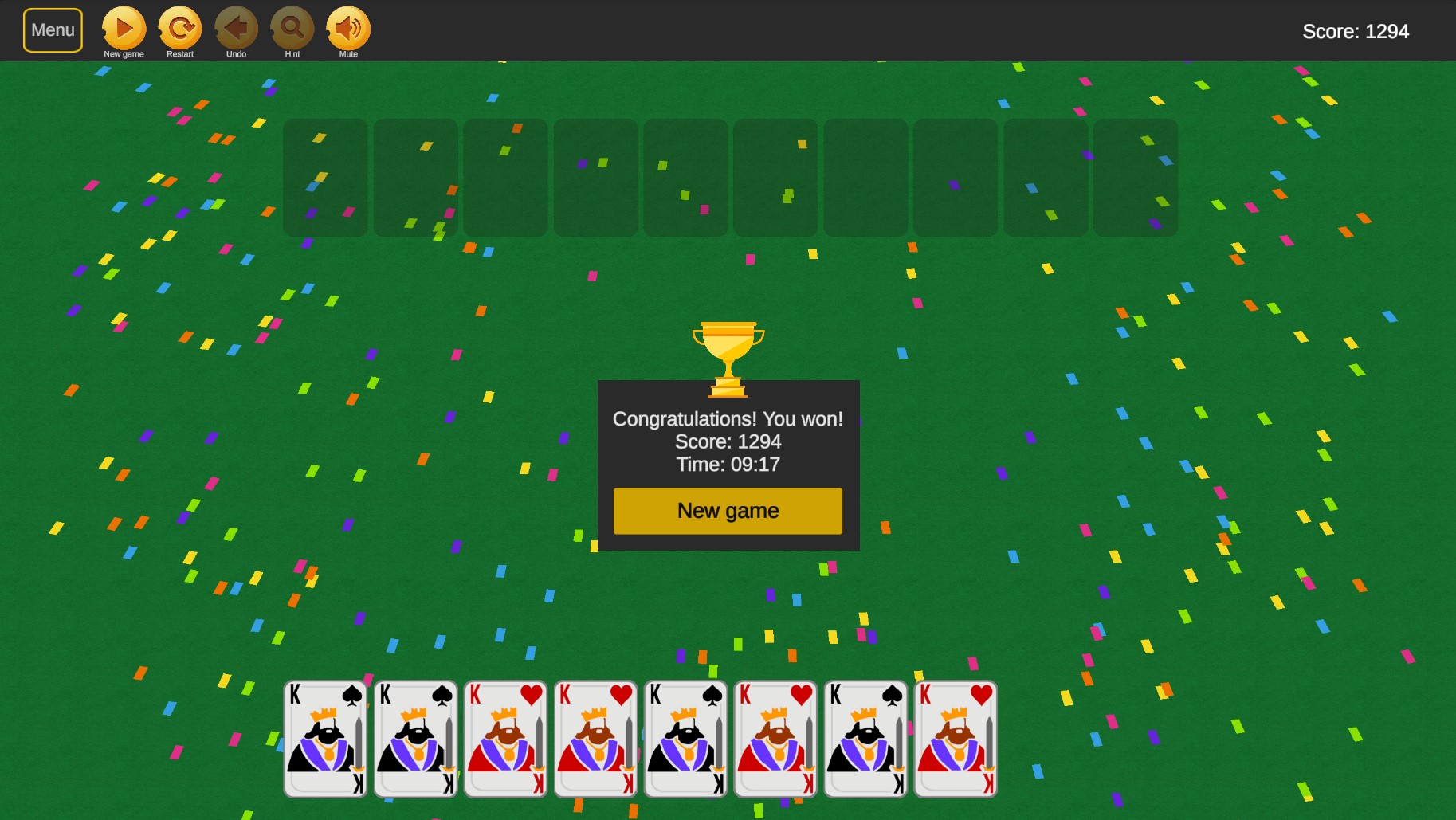 Spider and Joker Solitaire (1, 2, 4 suits) — screenshot 10