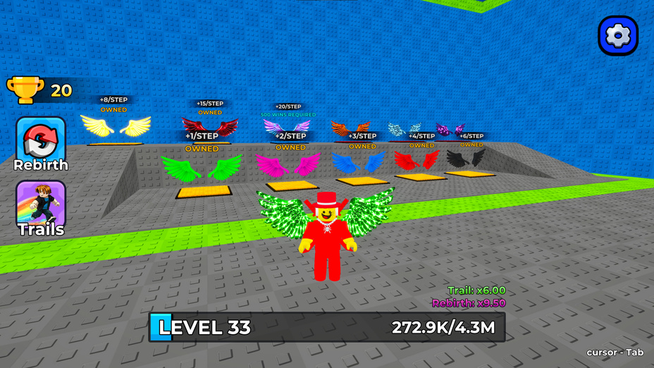 Second gameplay screenshot showing +1 Wings Obby Escape