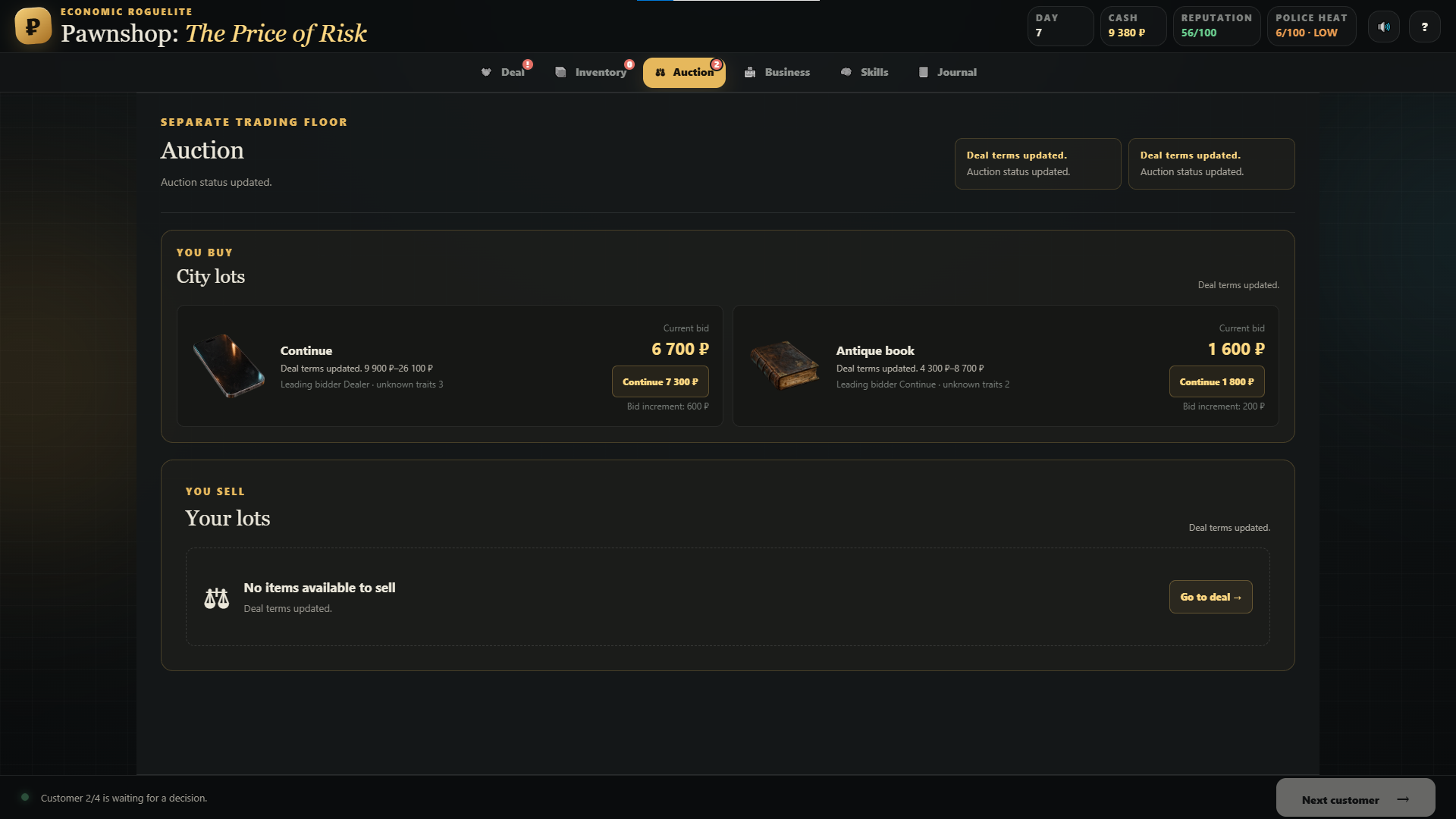 ECONOMIC ROGUELITE PAWNSHOP: The Price of Risk screenshot