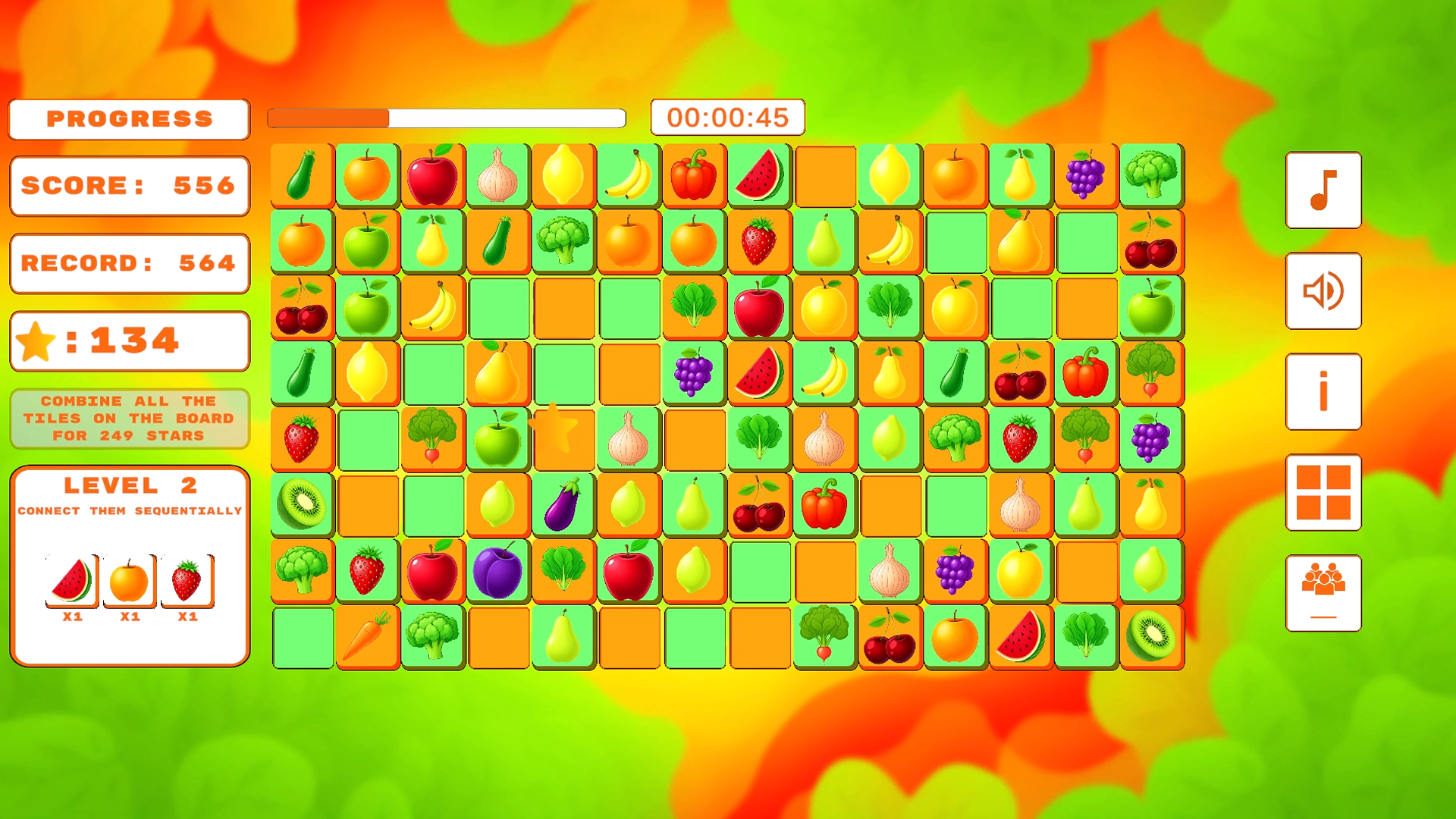 Fruit and vegetable tiles | Combine the tiles — screenshot 4