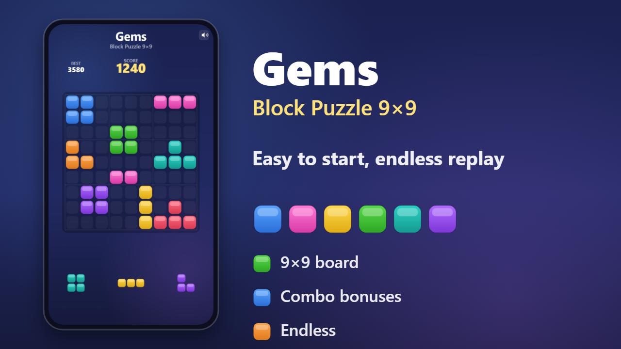 Gems: Block Puzzle 9×9 — screenshot 2