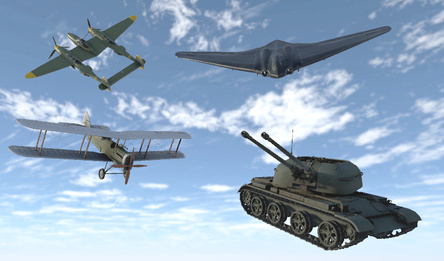 Airplanes and anti-aircraft guns