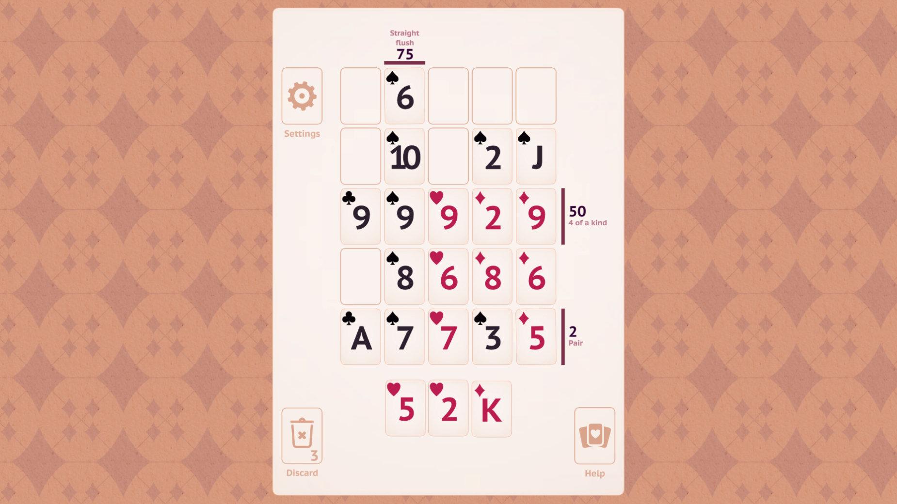 Poker squares screenshot