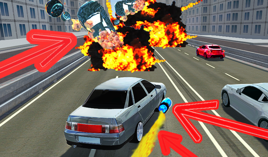 Traffic Racer with guns on the car