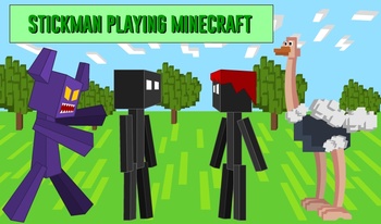 Stickman playing Minecraft